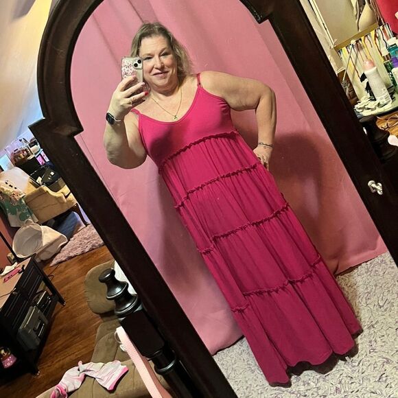 Zenana Large Pink Sundress 2 Pockets Like NEW - Picture 2 of 10